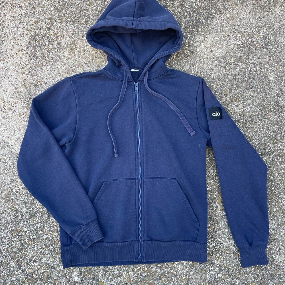 ALO Yoga Men's Deep Blue Zip-Up Sweater